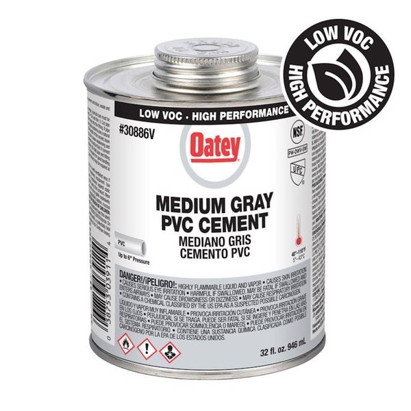 Oatey Gray Cement For PVC 32 oz 30886V